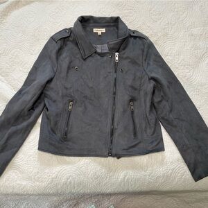 eesome gray Suede-Style Jacket